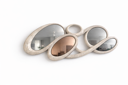 Modern Sculptural Wall Mirror Line Drops
