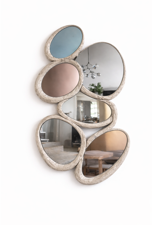 Modern Sculptural Mirror Tear Pearls